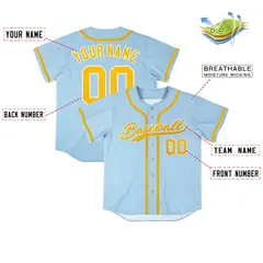 Powder Blue Vintage Denim Baseball Jersey 4