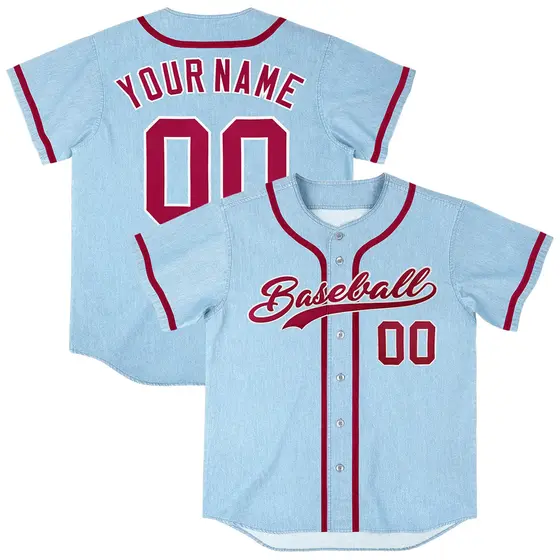 Powder Blue Vintage Denim Baseball Jersey
