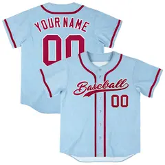Powder Blue Vintage Denim Baseball Jersey for Men Women Boy