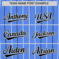 Powder Blue White Black Bi-Color Striped Baseball Jersey 3
