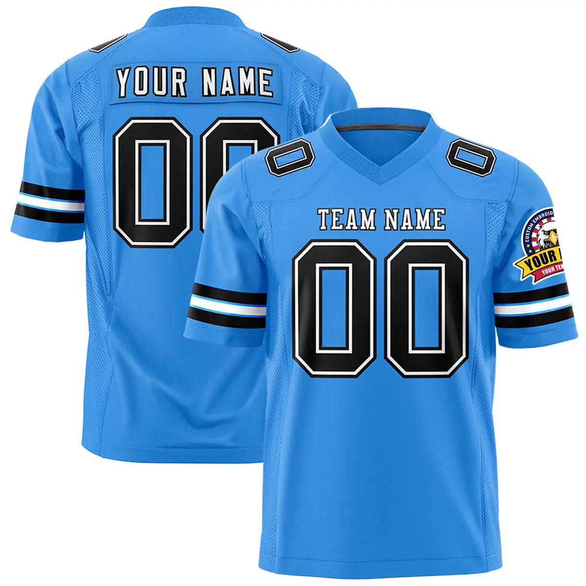 Powder Blue White-Black Classic Authentic Football Jersey