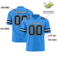 Powder Blue White-Black Classic Authentic Football Jersey 2