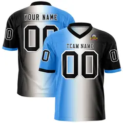 Powder Blue White-Black Gradient Football Jersey