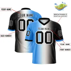Powder Blue White-Black Gradient Football Jersey 2