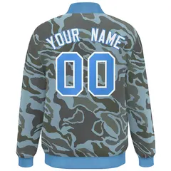 Powder Blue White Camo Varsity Letterman Bomber Jacket 4