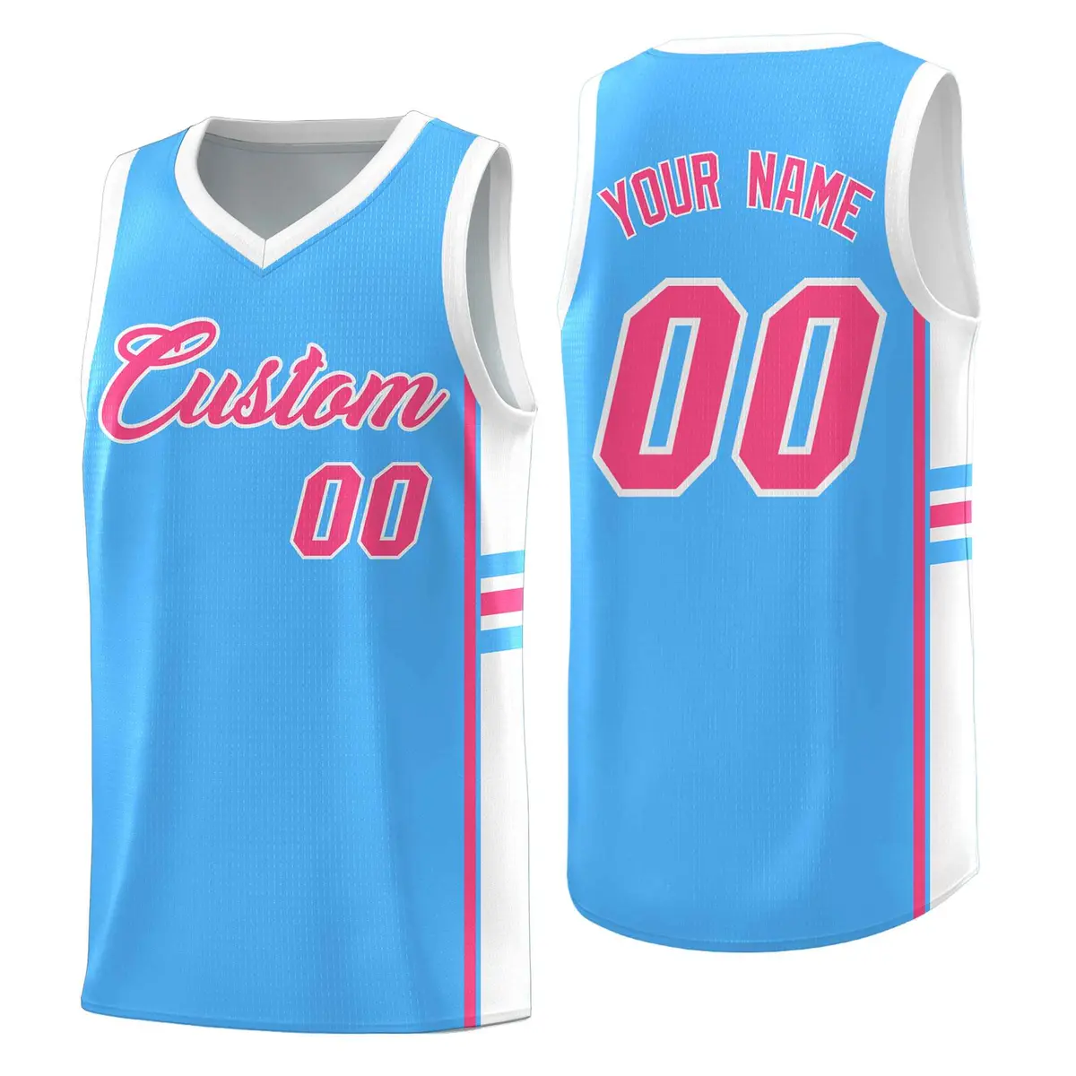 Powder Blue White Classic Color Block Team Basketball Jersey