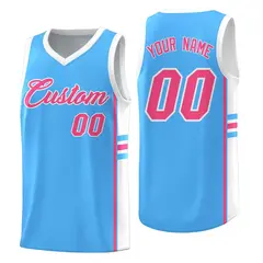 Powder Blue White Classic Color Block Team Basketball Jersey 1