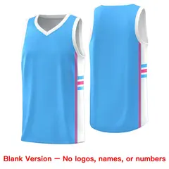 Powder Blue White Classic Color Block Team Basketball Jersey 6
