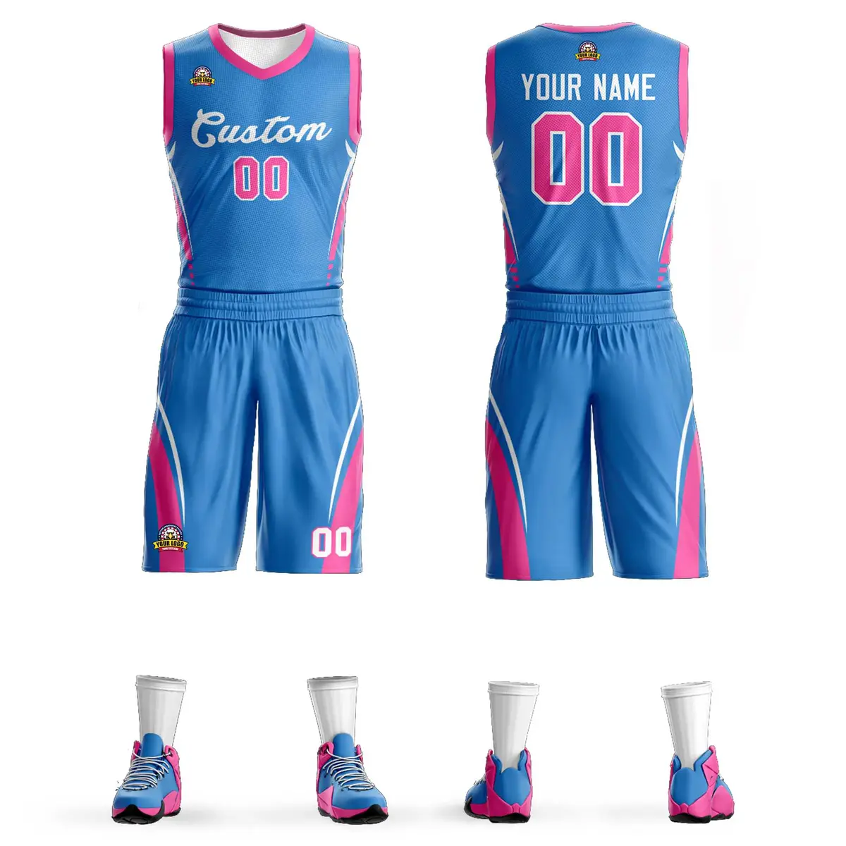 Powder Blue White Classic Mesh Basketball Jersey