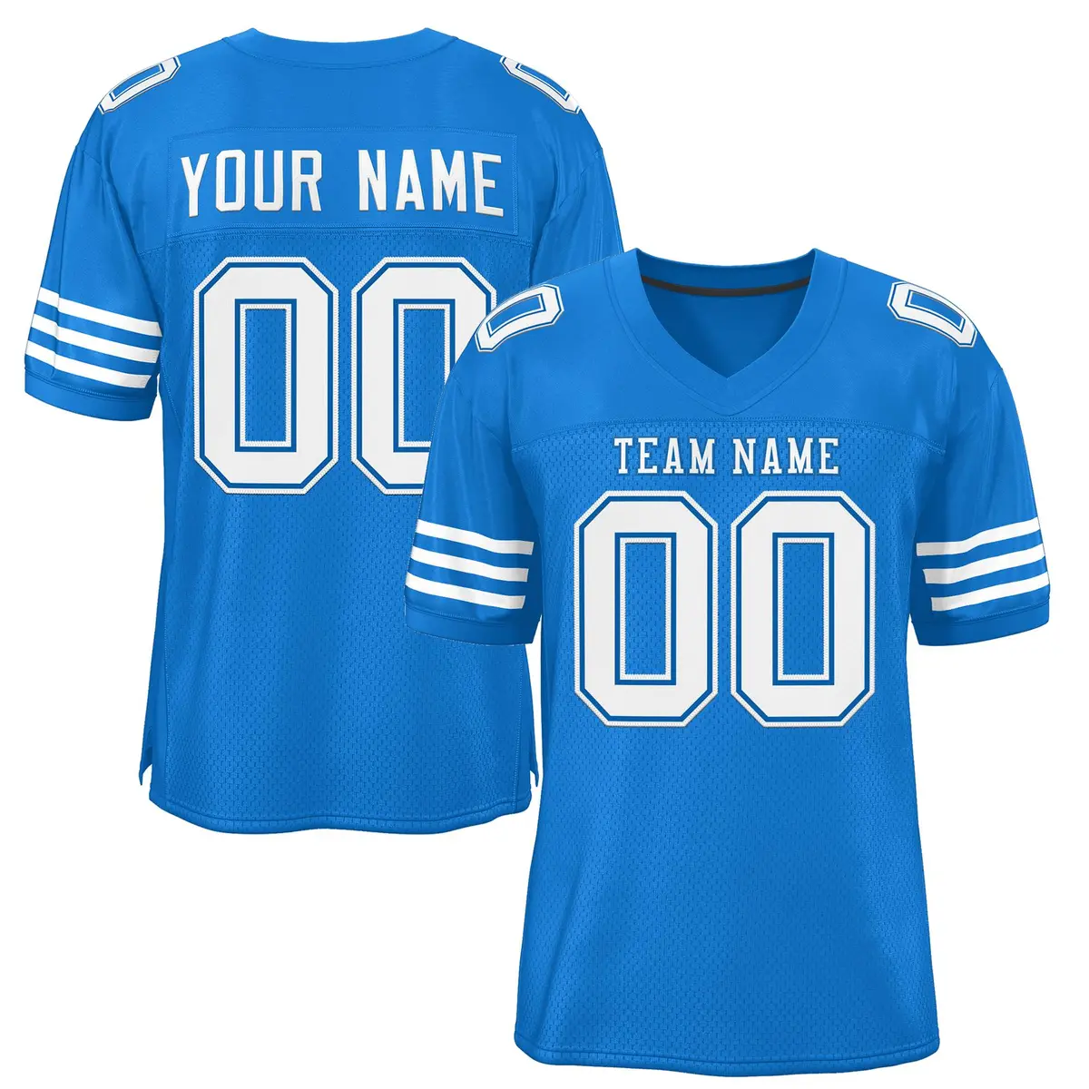 Powder Blue White Classic Mesh Football Jersey