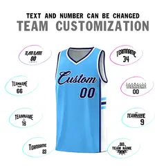 Powder Blue White Color Block Basketball Jersey 4