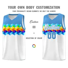 Powder Blue White Colorful Basketball Jersey Sets 2