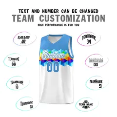 Powder Blue White Colorful Basketball Jersey Sets 3