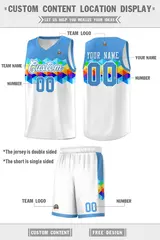 Powder Blue White Colorful Basketball Jersey Sets 4