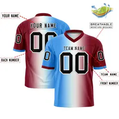 Powder Blue White-Crimson Gradient Football Jersey 2