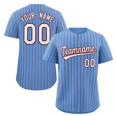 Powder Blue White-Crimson Stripe Fashion Baseball Jersey