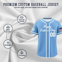 Powder Blue White Father's Day Classic Baseball Jersey 3