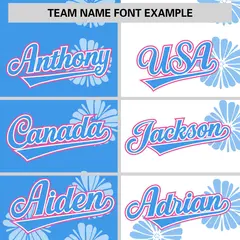 Powder Blue White Flower Graffiti Split Baseball Jersey 3