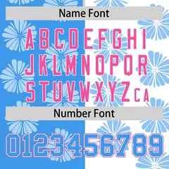 Powder Blue White Flower Graffiti Split Baseball Jersey 4