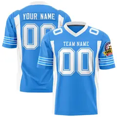 Powder Blue White Football Jersey with Sleeve Stripes 1
