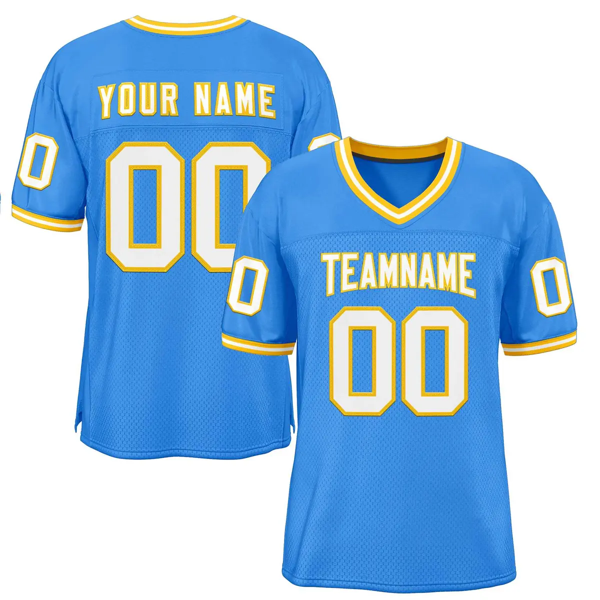 Powder Blue White-Gold Football Jersey