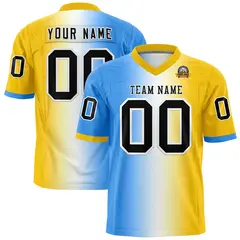 Powder Blue White-Gold Gradient Football Jersey 1