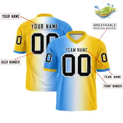 Powder Blue White-Gold Gradient Football Jersey 2