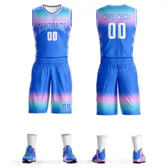 Powder Blue-White Gradient Fashion Sets Basketball Jersey