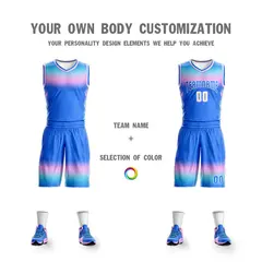 Powder Blue-White Gradient Fashion Sets Basketball Jersey 3
