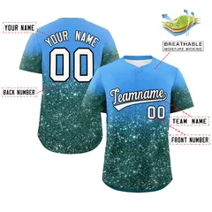 Powder Blue White Gradient Sparkle-Effect Baseball Jersey 2