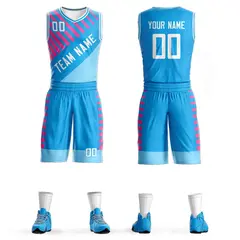 Powder Blue White Graffiti Bar Pattern Basketball Jersey