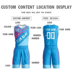 Powder Blue White Graffiti Bar Pattern Basketball Jersey 3