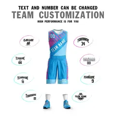 Powder Blue White Graffiti Bar Pattern Basketball Jersey 4