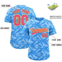 Powder Blue White Graffiti Pattern Baseball Jersey 2