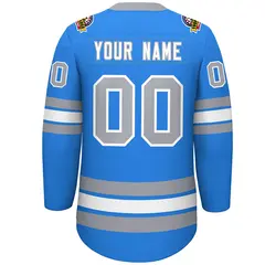 Powder Blue White-Gray Lace-Up Neck Hockey Jersey 5