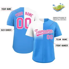 Powder Blue White Half Gradient Authentic Baseball Jersey 2