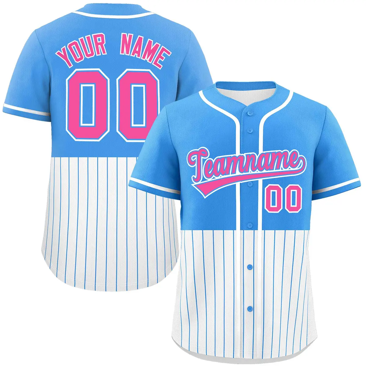 Powder Blue White Half Stripe Authentic Baseball Jersey