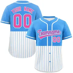 Powder Blue White Half Stripe Authentic Baseball Jersey
