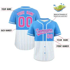 Powder Blue White Half Stripe Authentic Baseball Jersey 2