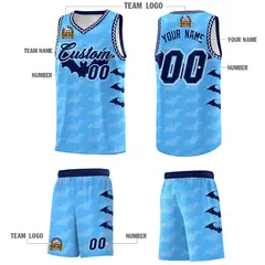 Powder Blue White Halloween Bat Pattern Basketball Jersey 5