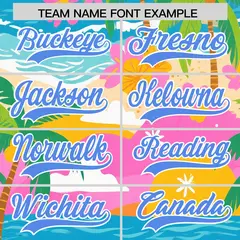 Powder Blue White Hawaiian Graffiti Palm Tree Baseball Jersey 3