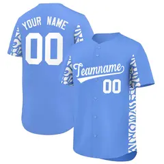 Powder Blue White Leopard Graffiti Side Baseball Jersey 1