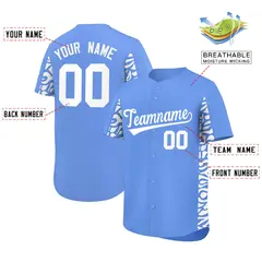 Powder Blue White Leopard Graffiti Side Baseball Jersey 2