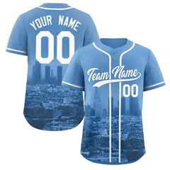 Powder Blue White Los Angeles Skyline Baseball Jersey
