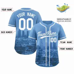 Powder Blue White Los Angeles Skyline Baseball Jersey 2