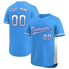 Powder Blue White-Lt Gray Gradient Side Baseball Jersey 1