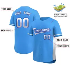 Powder Blue White-Lt Gray Gradient Side Baseball Jersey 2