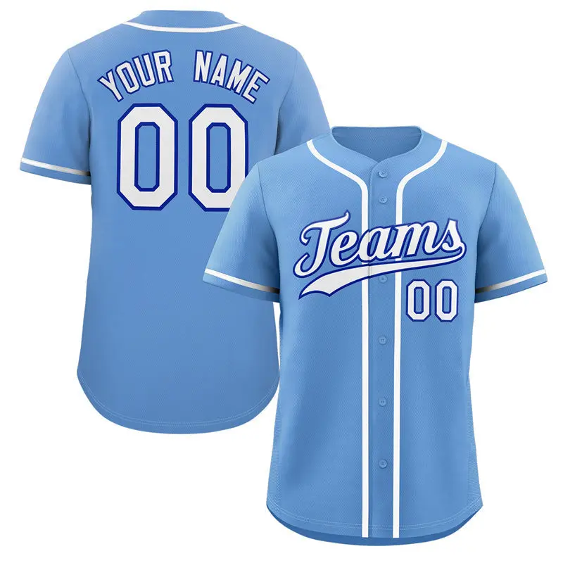 Powder Blue White-Navy Classic Authentic Baseball Jersey