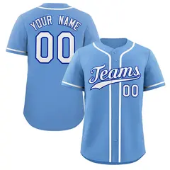 Powder Blue White-Navy Classic Authentic Baseball Jersey 1