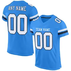Powder Blue White-Navy Classic Mesh Football Jersey 1
